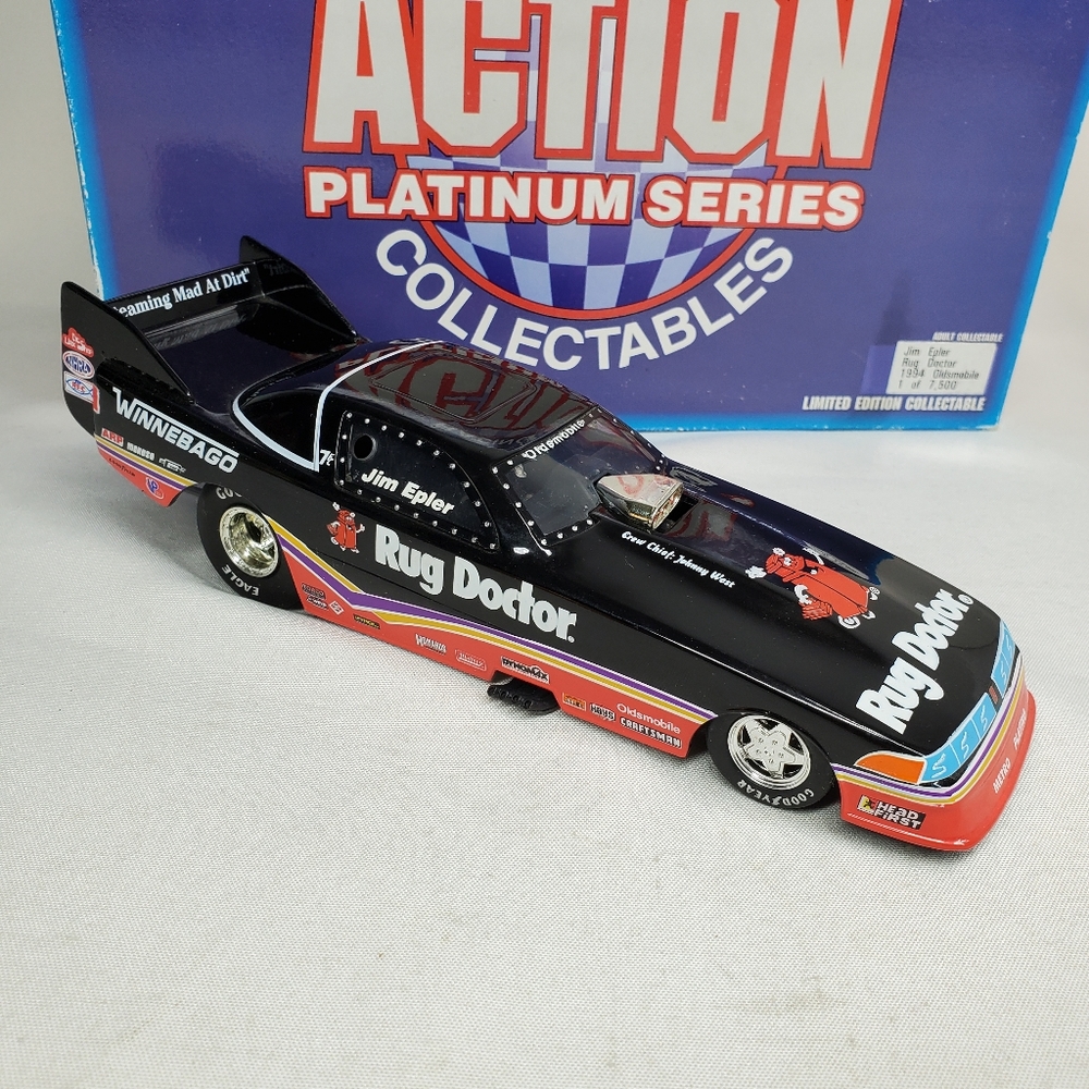 Action 1:24 Scale NHRA JIM EPLER RUG DOCTOR 1994 OLDSMOBILE Diecast FUNNY Car.